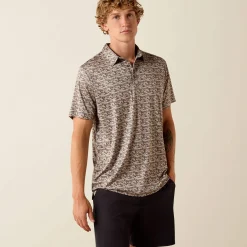 All Over Print Heathered Fitted Polo