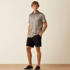 All Over Print Heathered Fitted Polo