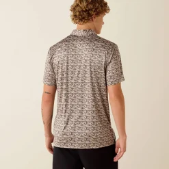 All Over Print Heathered Fitted Polo
