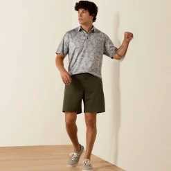 All Over Print Heathered Fitted Polo
