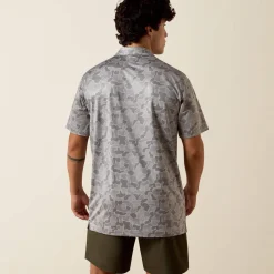 All Over Print Heathered Fitted Polo