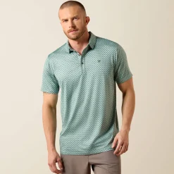 All Over Print Heathered Fitted Polo