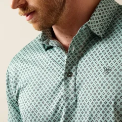 All Over Print Heathered Fitted Polo