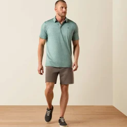 All Over Print Heathered Fitted Polo