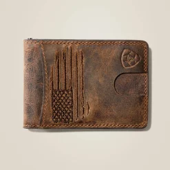 Bifold Slim Wallet Patriot Flag Embroidery