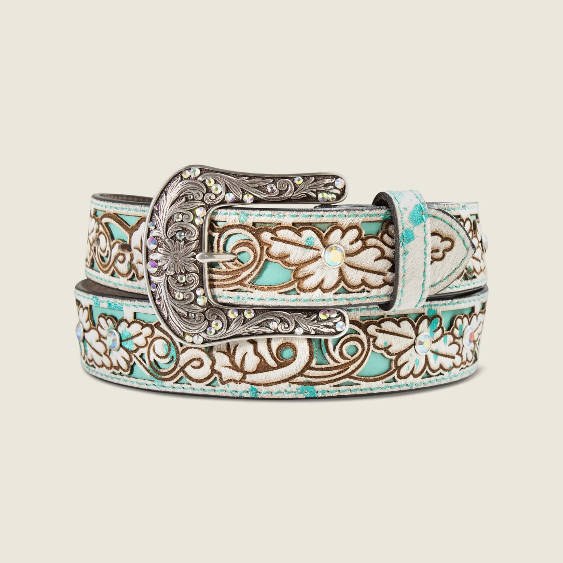 Hair-On Floral Belt