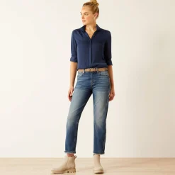 High Rise Bridle Slim Straight Leg Jeans