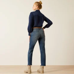High Rise Bridle Slim Straight Leg Jeans