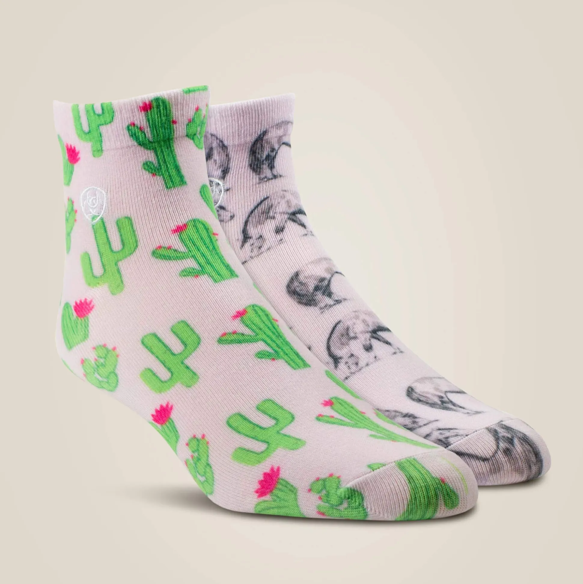 Horse/Cactus Print Ankle Sock 2 Pair Multi Pack