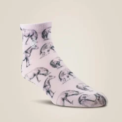 Horse/Cactus Print Ankle Sock 2 Pair Multi Pack