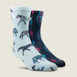 Horse Plume Crew Sock 2 Pair Multi Color Pack