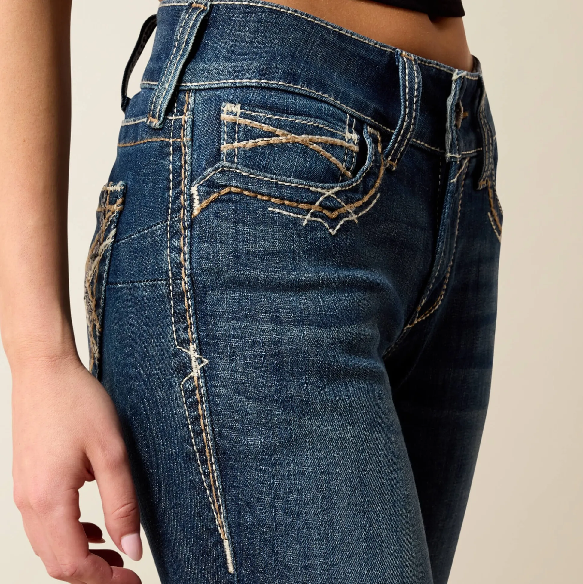 R.E.A.L. Mid Rise Stretch Entwined Festival Boot Cut Jean