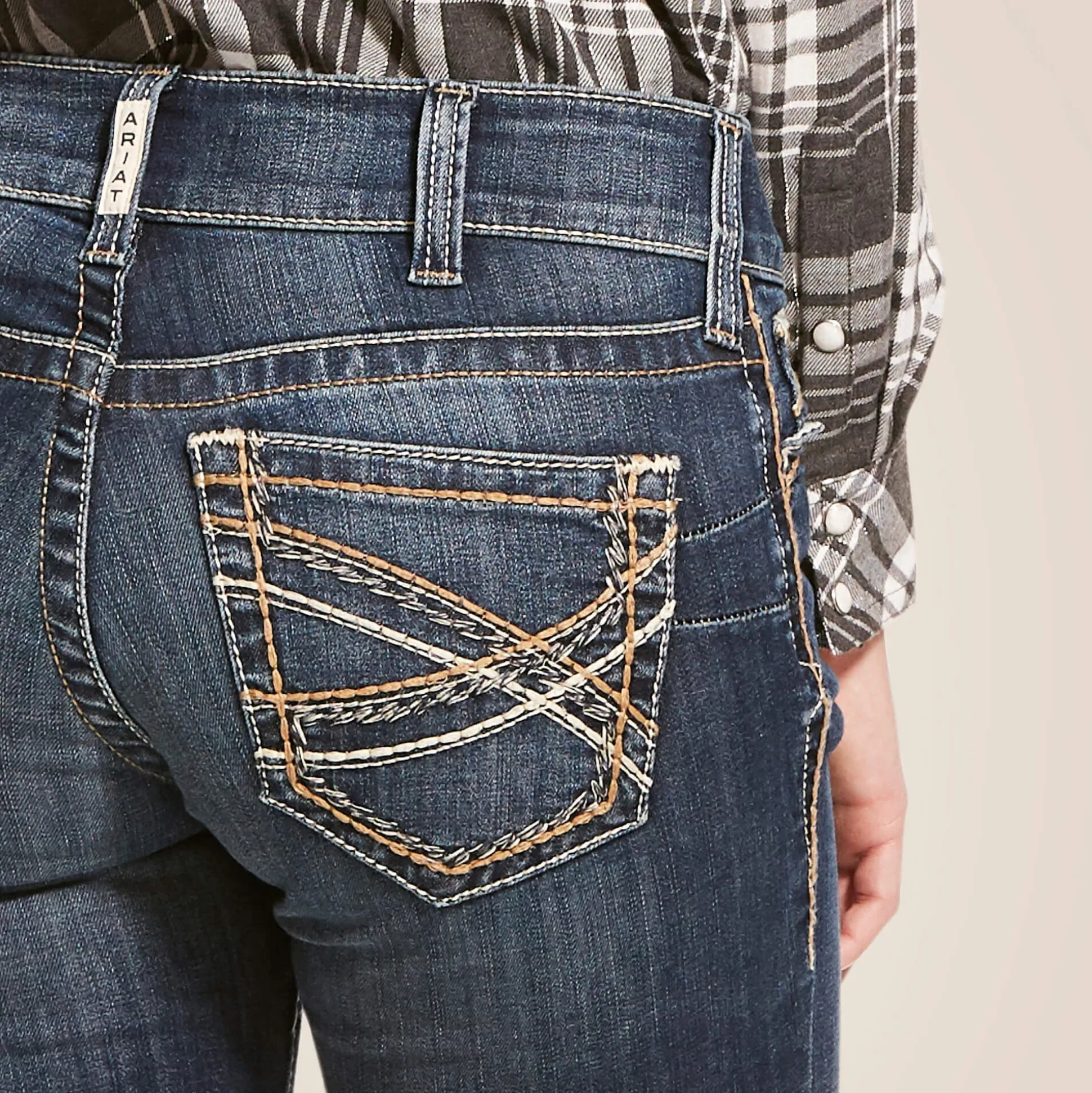 R.E.A.L. Mid Rise Stretch Entwined Festival Boot Cut Jean