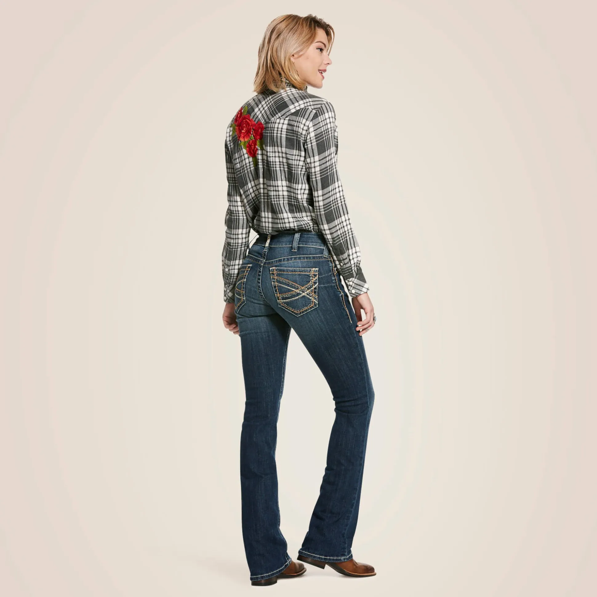 R.E.A.L. Mid Rise Stretch Entwined Festival Boot Cut Jean