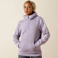 Rebar Lightweight Logo 1/2 Zip Hoodie