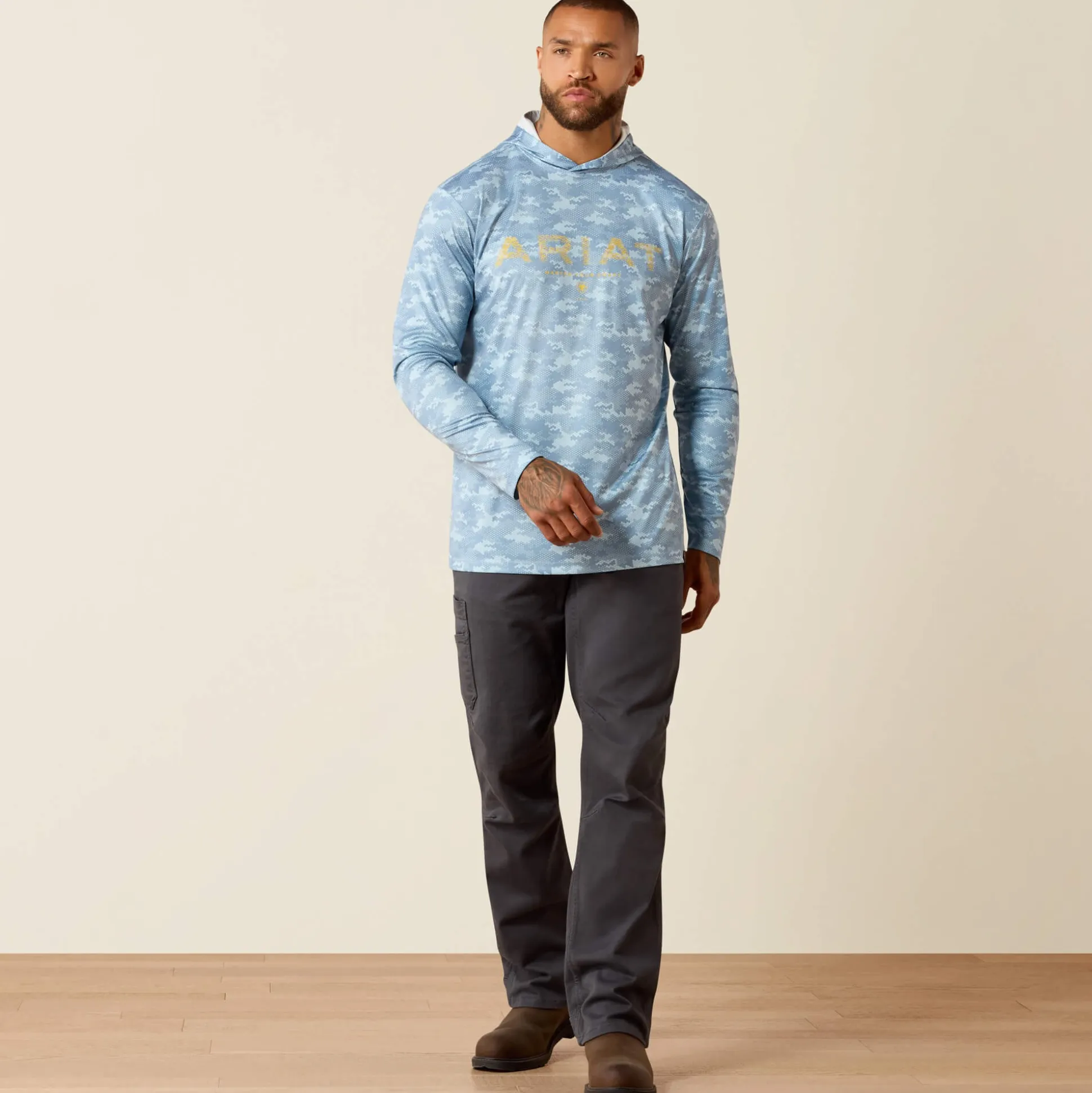 Rebar Sunblocker Printed Craft Hooded Long Sleeve T-Shirt