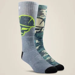 Roughneck Graphic Crew Work Sock 2 Pair Multi Color Pack