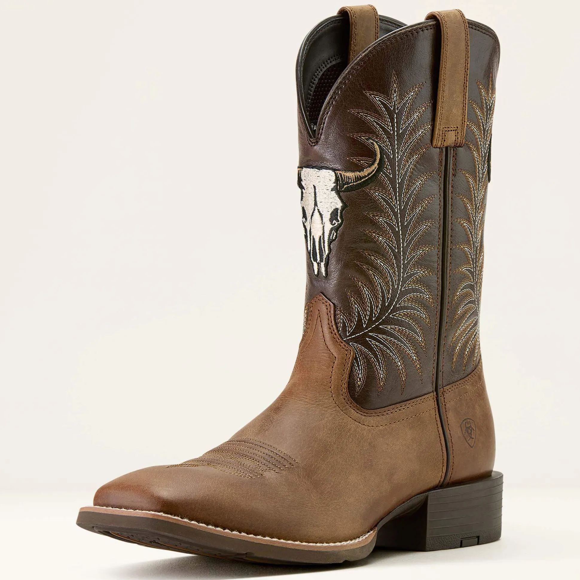 Sport Steer Skull Wide Square Toe Cowboy Boot