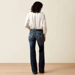 Trouser Mid Rise Stretch Entwined Wide Leg Jean