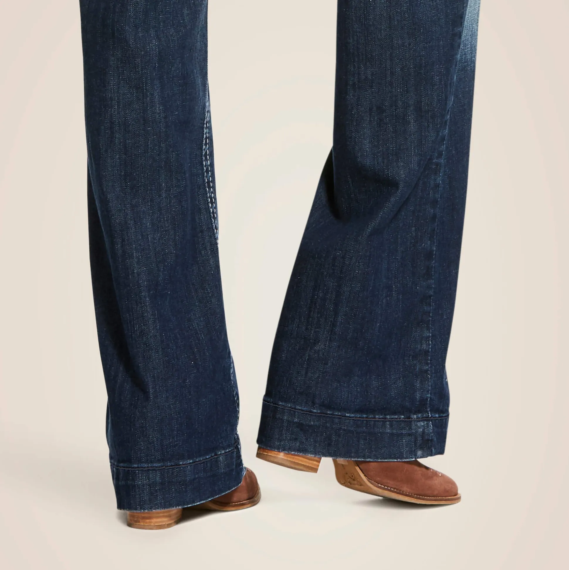 Trouser Mid Rise Stretch Entwined Wide Leg Jean