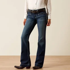 Trouser Mid Rise Stretch Entwined Wide Leg Jean