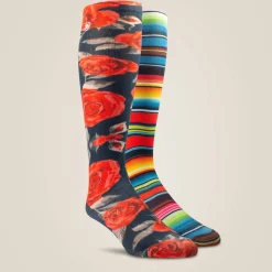 Western Beauty Knee High Sock 2 Pair Multi Color Pack
